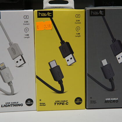 USB kabeļi / Cenas Lightning, Type-C 2.98 EUR, Micro 1.98 EUR